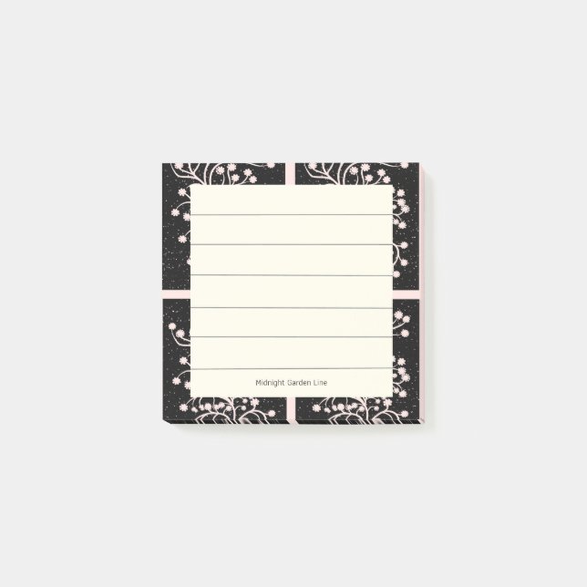 Midnight Garden Line Soft Pink Post-it Klebezettel (Vorderseite)