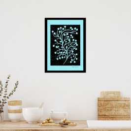 Midnight Garden Line Türkis Nebel Poster