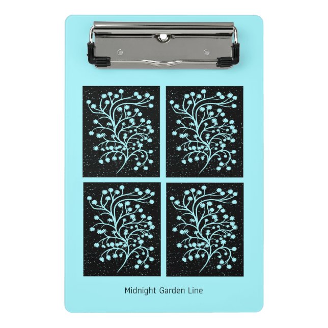 Midnight Garden Line Turquoise Mist Mini Klemmbrett (Vorderseite)
