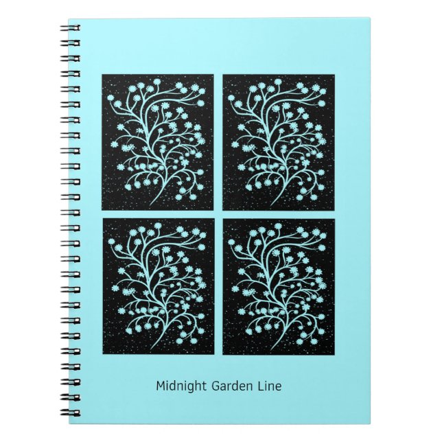 Midnight Garden Line Turquoise Mist Notizblock (Vorderseite)