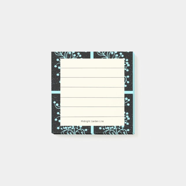 Midnight Garden Line Turquoise Mist Post-it Klebezettel (Vorderseite)
