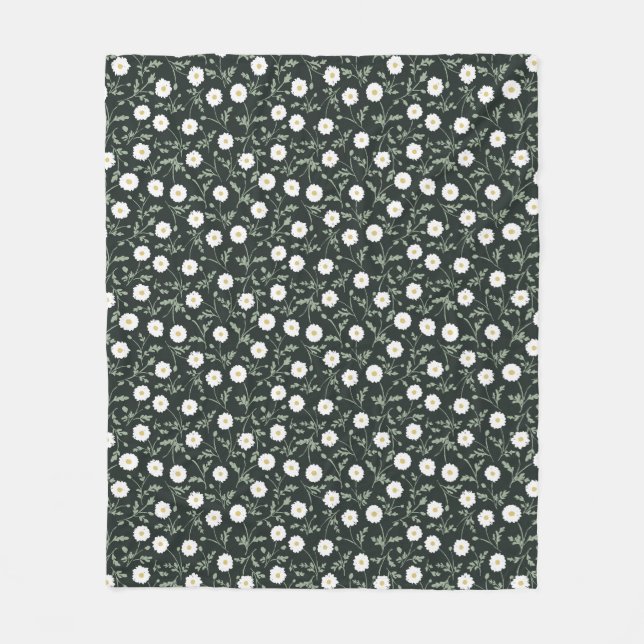 Midnight Garden Modern Farmhouse Daisy Pattern Fleecedecke (Vorderseite)