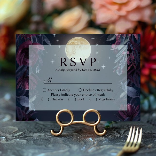 Midnight Garden Moon Wedding RSVP Card (Von Creator hochgeladen)