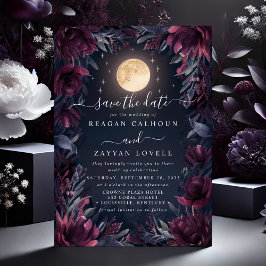 Midnight Garden Moon Wedding Save the Date Card Einladung