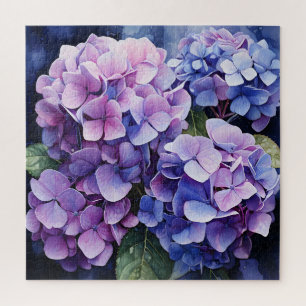 Midnight Garden Violet Hydrangea Wassercolor