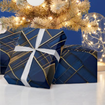 Midnight Gold Deco: Luxurious Navy Blue Geometric 