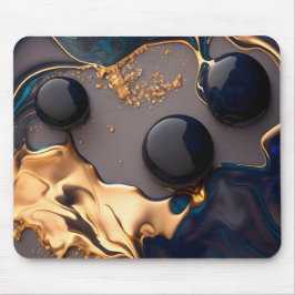 Midnight Gold Liquid Marble Mousepad