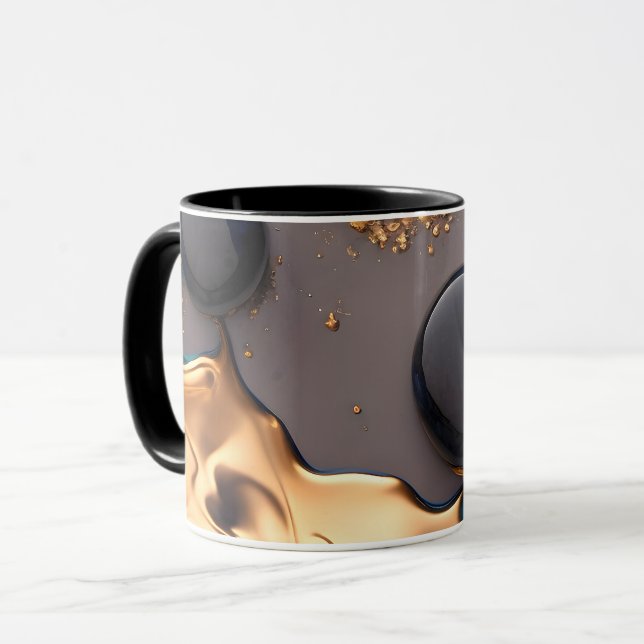 Midnight Gold Liquid Marble Tasse (Vorderseite Links)