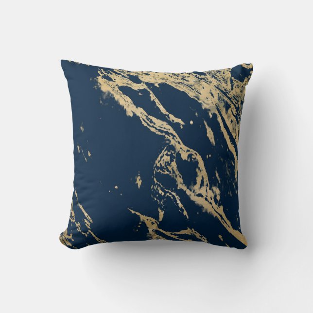 Midnight Gold Marble Cushion Kissen (Vorderseite)