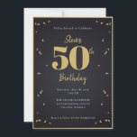 Midnight Gold Milestone Invitation Einladung<br><div class="desc">This Midnight Gold Milestone Invitation is an elegant celebration with confetti and fireworks. Ideal for milestone parties and retirement send-offs. You can personalize many elements,  such as the milestone number,  the honoree's name,  and the event details. Most elements can be removed or rearranged to suit your preferences. Enjoy!</div>