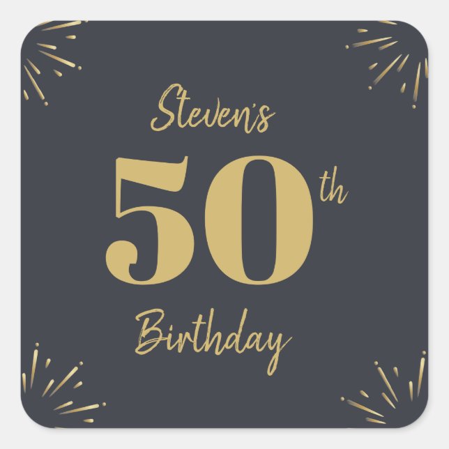 Midnight Gold Milestone Quadratischer Aufkleber (Vorderseite)