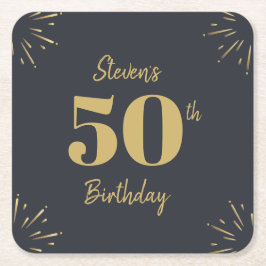 Midnight Gold Milestone Rechteckiger Pappuntersetzer