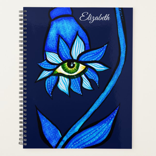 Midnight Gothic Eye Flower - Dark Blue Botanical (Devant)