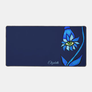 Midnight Gothic Eye Flower - Dark Blue Botanical Schreibtischunterlage