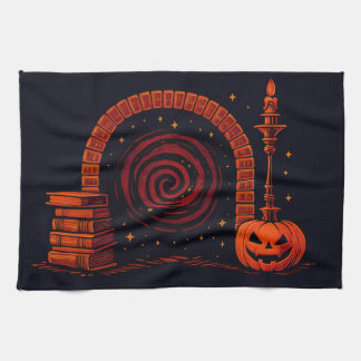 Midnight Hearth Mittelalterlich - Orange und Schwa Geschirrtuch