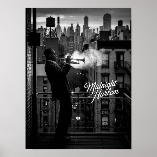 Midnight In Harlem Trompeter Foto Poster (Vorne)