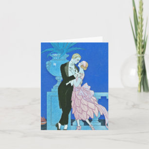 Midnight Kiss Art Deco Notizkarte Karte