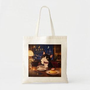 Midnight Kissaten Cat Tote Bag Japanischer Retro Tragetasche