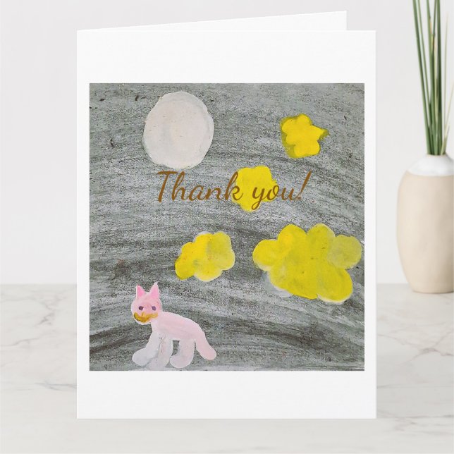 Midnight Kitty Adventure Thank You Card Dankeskarte (Vorderseite)