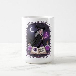 Midnight Magick Illustration einer jungen Hexe Kaffeetasse