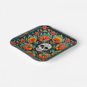 💀 🎉 Midnight Marigold Skullware Día de los Muert Pappteller