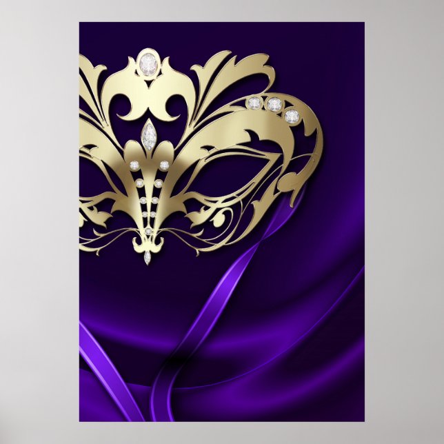 Midnight Masquerade Faux Jewel Purple Poster (Vorne)