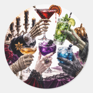 Midnight Monsters Halloween-Cocktail Runder Aufkleber