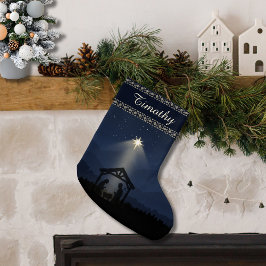 Midnight Nativity Silhouette Christmas Stocking Großer Weihnachtsstrumpf