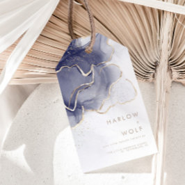 Midnight Navy Gold Elegante Moderne Gastgeschenk H Geschenkanhänger