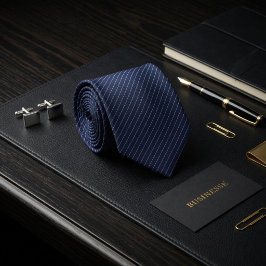 Midnight Navy Platin-Streifen Executive Krawatte