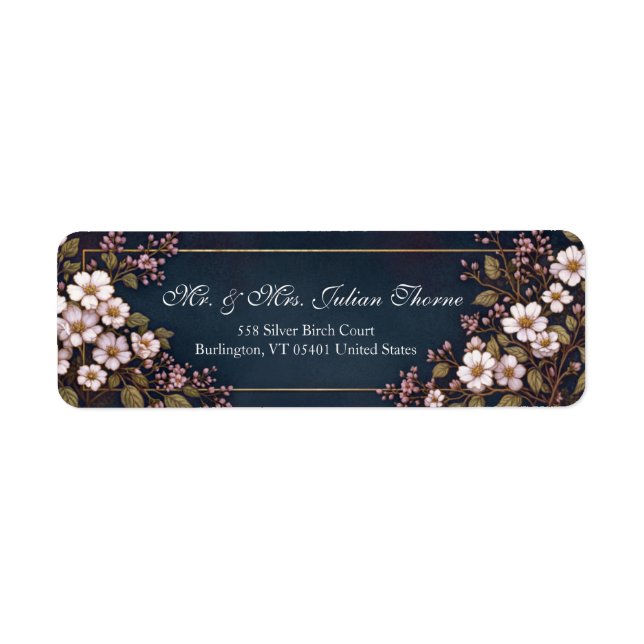 Midnight Navy White Botanical Frame (Vorne)