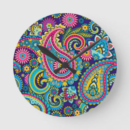 Midnight Paisley Runde Wanduhr