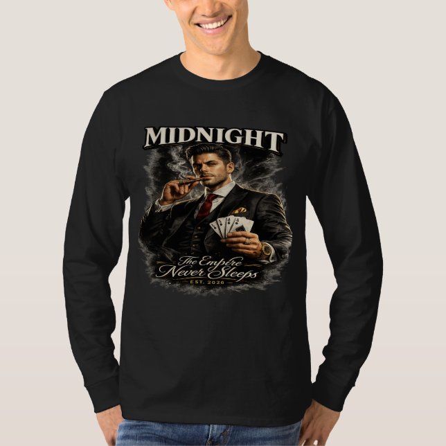 Midnight Poker King Mafia Style Long Sleeve T-Shirt (Vorderseite)