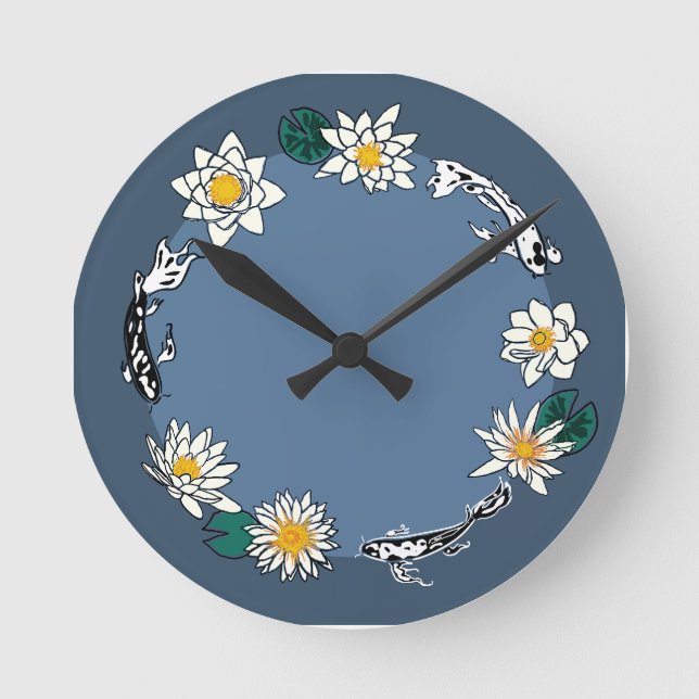 Midnight Pond Botanical Circle Wanduhr (Vorderseite)