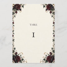 Midnight Rose Gothic Floral Hochzeitstisch Nummer