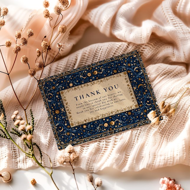 Midnight Stars Celestial Wedding Dankeskarte (Von Creator hochgeladen)