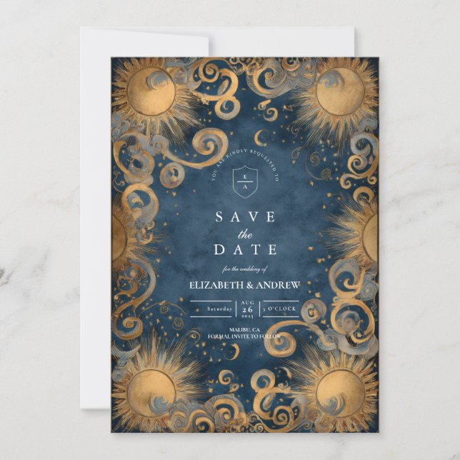 Midnight Sun Celestial Wedding Save The Date (Vorderseite)