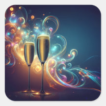 Midnight Toast Celebration Stickers