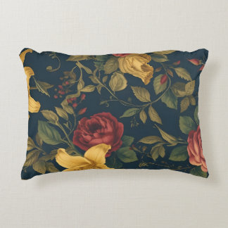Midnight Victorian Floral – Yellow Lilies & Roses  Dekokissen