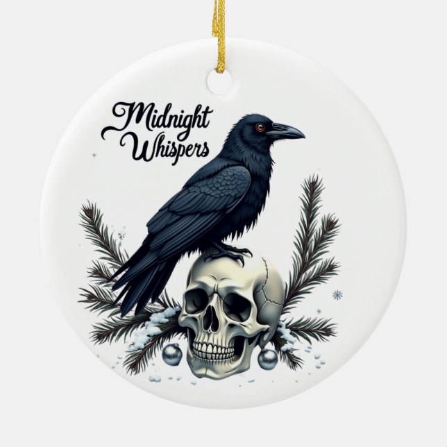 Midnight Whispers Raven and Skull Ornament (Hinten)