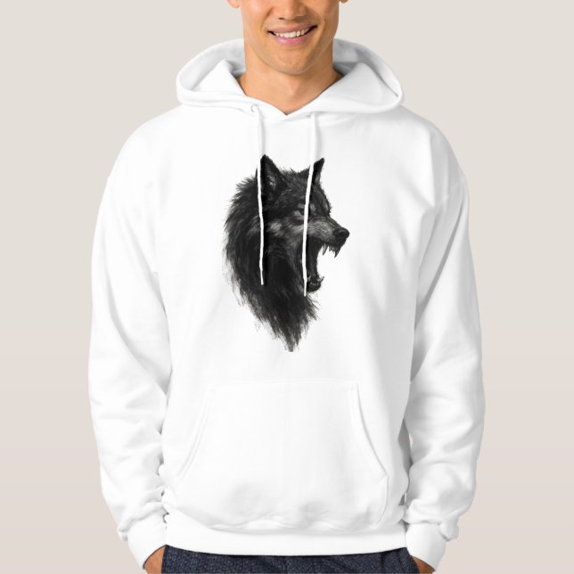 Midnight Wolf Head Roar Hoodie (Vorderseite)