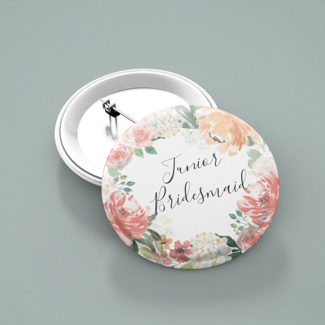 Midsommer Floral Junior Bridesmaid Button (Von Creator hochgeladen)