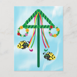 Midsommer Ladybug Maypole Postkarte