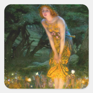 MidSummer Eve Edward Robert Hughes Quadratischer Aufkleber