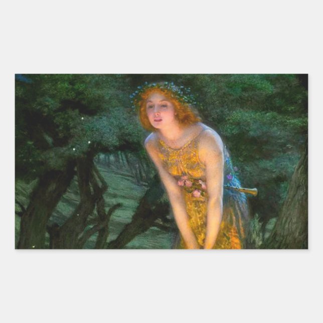 MidSummer Eve Edward Robert Hughes Rechteckiger Aufkleber (Vorderseite)