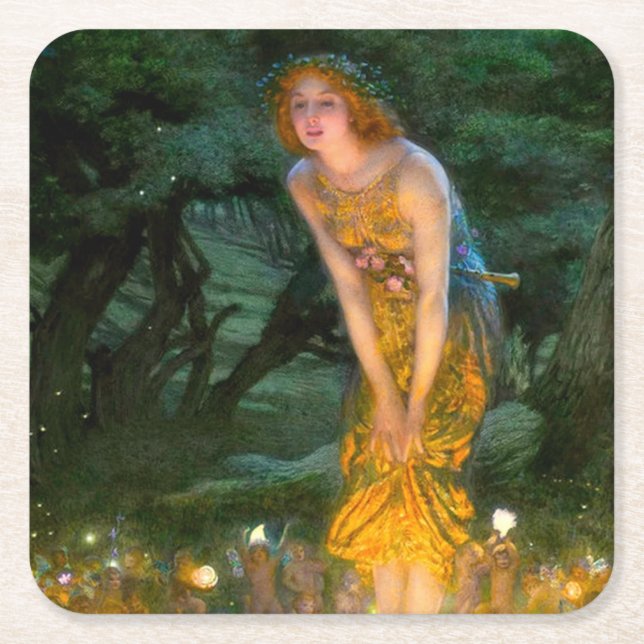 MidSummer Eve Edward Robert Hughes Rechteckiger Pappuntersetzer (Vorderseite)