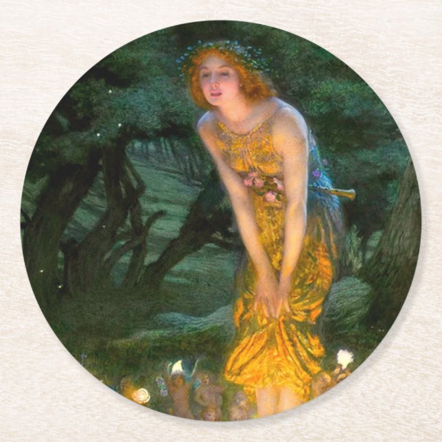 MidSummer Eve Edward Robert Hughes Runder Pappuntersetzer (Vorderseite)