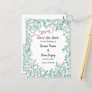 MidSummer Wedding Save the Date Floral Postcard Postkarte