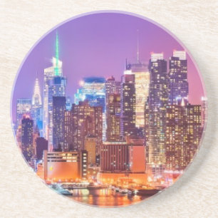 Midtown Manhattan nachts mit Reich Stae Getränkeuntersetzer