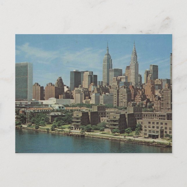 Midtown Manhattan Skyline, NY, 1964 Vintag Postkarte (Vorderseite)